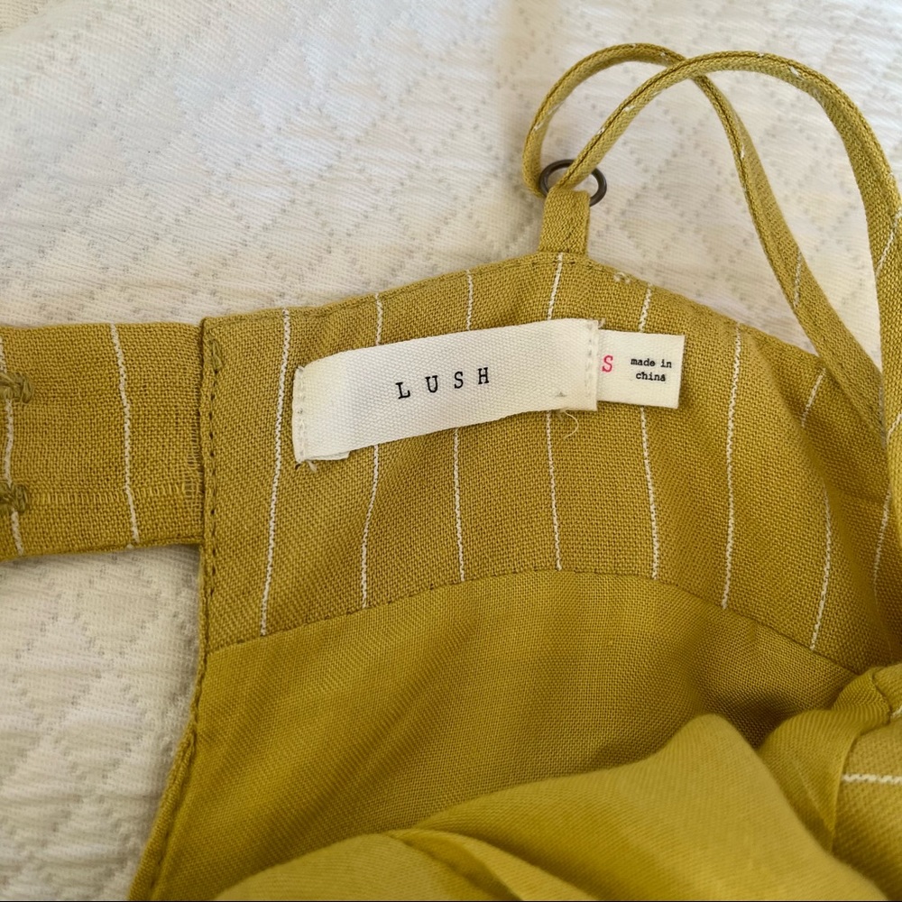 Lush Midi Tie Dress Yellow Stripe Sleeveless - Picture 3 of 6